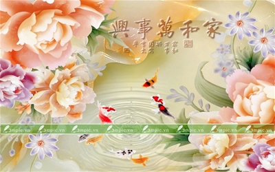 Tranh dán Tường 3D phòng khách; Tranh Ngọc 3D; Tranh dán Tường son thủy 3D; Tranh dán Tường  3D; Tranh dán Tường  3D đẹp; bán file tranh cung cấp file tranh; 3mpic.vn