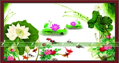 Tranh dán tường 3D phòng khách; Tranh Cá 3D; Tranh dán tường sơn thủy 3D; Tranh dán tường 3D; tranh dán tường 3d đẹp; Bán file tranh cung cấp file tranh; 3mpic.vn