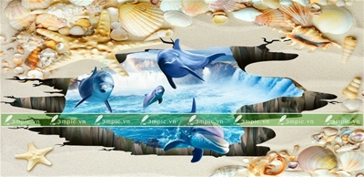 Tranh dán tường 3D phòng khách; Tranh Cá 3D; Tranh dán tường sơn thủy 3D; Tranh dán tường 3D; tranh dán tường 3d đẹp; Bán file tranh cung cấp file tranh; 3mpic.vn