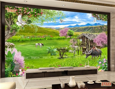tranh dán tường 3D phòng khách; tranh 3D; tranh 3D đẹp; 3mpic.vn