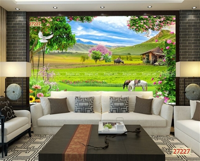 tranh dán tường 3D phòng khách; tranh 3D; tranh 3D đẹp; 3mpic.vn