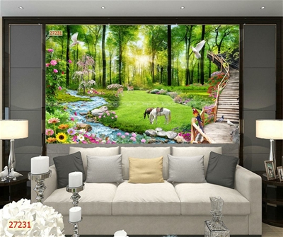 tranh dán tường 3D phòng khách;tranh dán tường 3D phong cảnh; tranh 3D; tranh 3D đẹp; 3mpic.vn