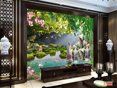 tranh dán tường 3D phòng khách;tranh dán tường 3D phong cảnh; tranh 3D; tranh 3D đẹp; 3mpic.vn