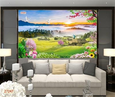 tranh dán tường 3D phòng khách;tranh dán tường 3D phong cảnh; tranh 3D; tranh 3D đẹp; 3mpic.vn