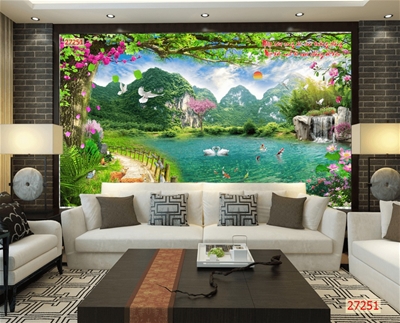 tranh dán tường 3D phòng khách;tranh dán tường 3D phong cảnh; tranh 3D; tranh 3D đẹp; 3mpic.vn