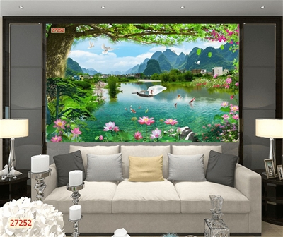 tranh dán tường 3D phòng khách;tranh dán tường 3D phong cảnh; tranh 3D; tranh 3D đẹp; 3mpic.vn