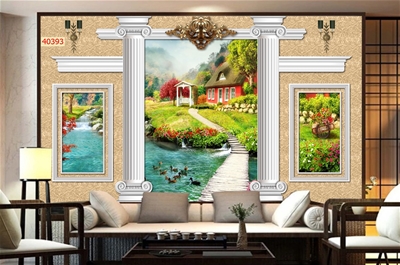tranh dán tường 3D phòng khách;tranh dán tường 3D; tranh dán tường 3D đẹp; 3mpic.vn